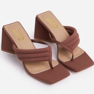 Brown Thong Block Heel